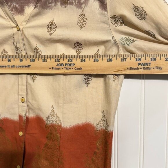 Vintage Y2K Quizz Ombre Blouse Medium Brown Rust Gold Metallic Boho Whimsigoth - Picture 4 of 7